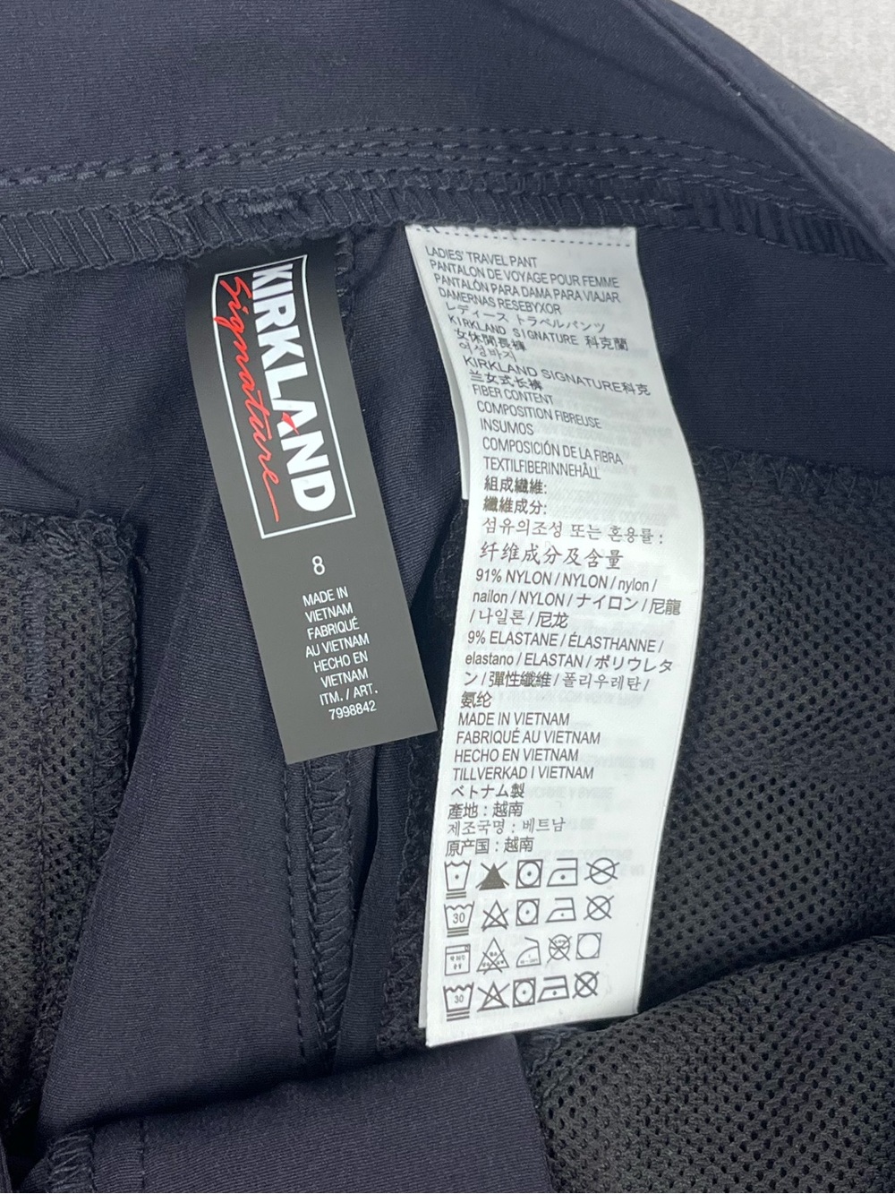 Kirkland Signature NWT Travel Pants Navy Blue Stretch Pants Size 8 - Picture 3 of 7